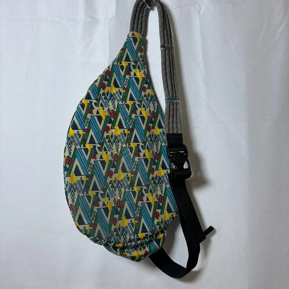 KAVU Rope Bag‎ Sling Backpack Multicolor Geometric Canvas Crossbody